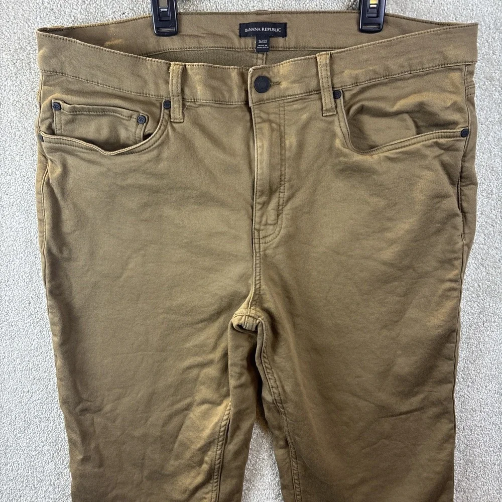 Banana Republic Traveler Pants Mens 36x32 Brown Slim Fit Stretch Cotton Chino